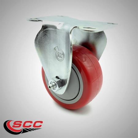 Service Caster 3 Inch SS Red Polyurethane Wheel Rigid Top Plate Caster SCC-SS20R314-PPUB-RED